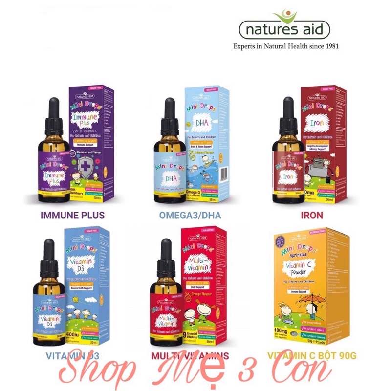 Sản phẩm DHA, Vitamin tổng hợp và Tăng đề kháng Nature Aids Uk Anh Quốc