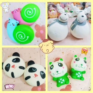 Giá Rẻ )Squishy đồ chơi ốc sên, hươu sao, panda, mèo thần tài