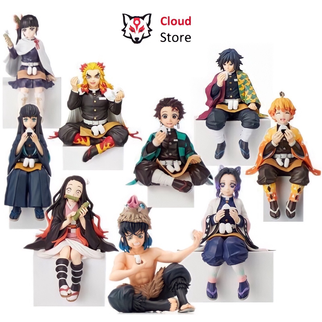 Mô hình Kimetsu No Yaiba Demon Slayer ngồi ăn, thanh gươm diệt quỷ figure anime, mô hình tanjiro, zenitsu, nezuko