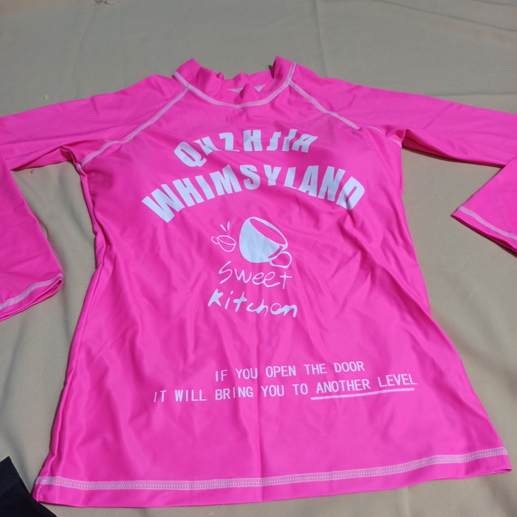 Áo bơi nữ dài tay thun lạnh đẹp màu hồng phong cách thể thao hàn - ảnh thật | BigBuy360 - bigbuy360.vn