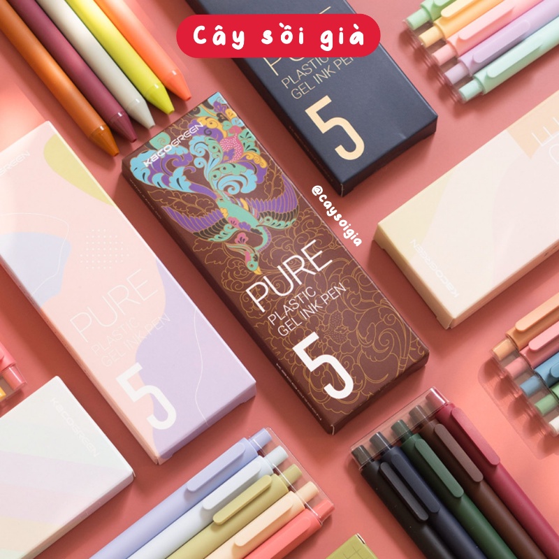S82 - Bút mực gel Kaco ngòi 0.5mm màu vintage cổ điển macaron pastel viết bài xinh xắn - Cây Sồi Già