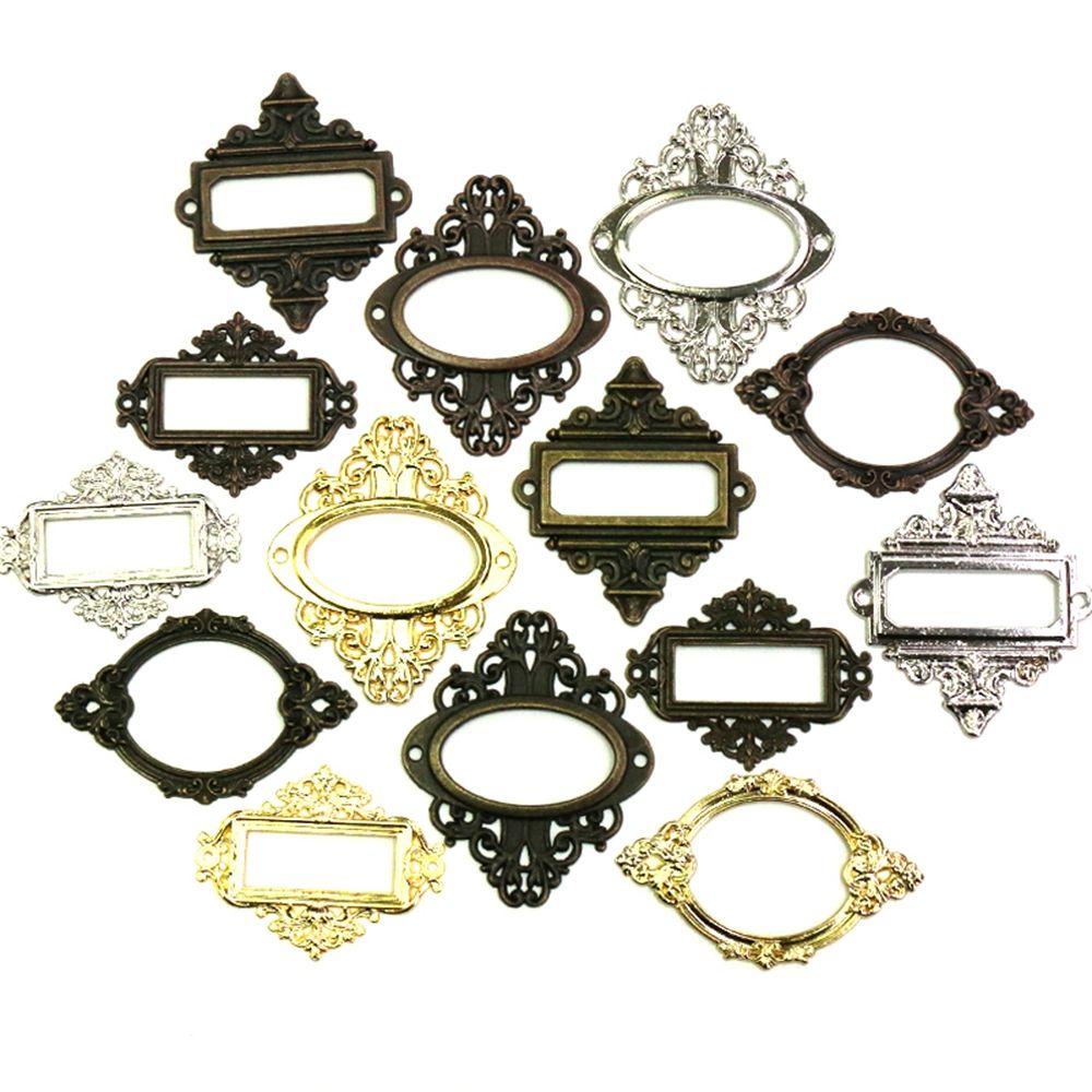 Tyler1 Retro Trang Trí Nội Thất Thẻ Tên Bằng Kim Loại 5 Cái Khắc Họa Tiết Cổ Điển Tay Cầm Kéo Hộp Đựng Thẻ Tên Trang Trí Nội Thất