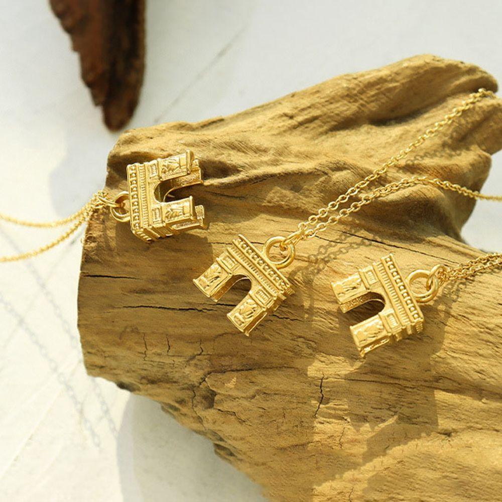 ANEMONE Vòng Cổ Mặt Vòm Phong Cách Retro Paris Arc de Triomphe Đơn Giản Dành Cho Nữ