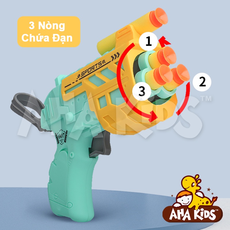 Đồ Chơi Nerf 3 Nòng Cho Bé Trai, Đồ Chơi Dính Xốp Cầm Tay