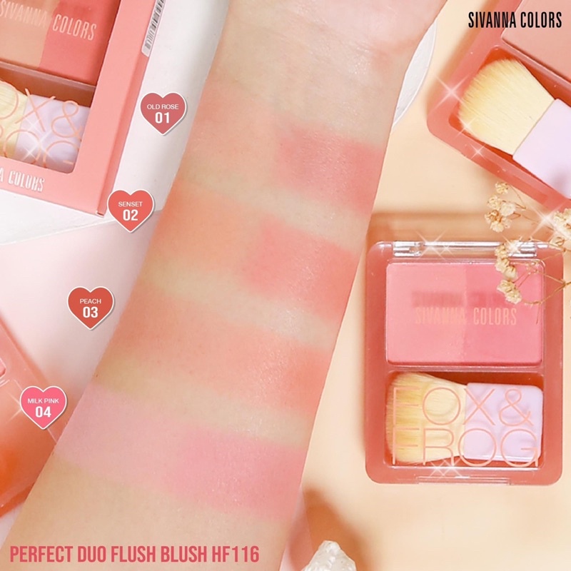 Phấn má hồng SIVANNA 2 Ô VÀ CỌ perfect duo flush blush HF116