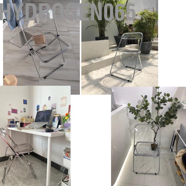 Ghế Xếp Bằng Acrylic Mạ Điện Màu Bạc Dùng Trang Điểm Chụp Ảnh Hydrogen065