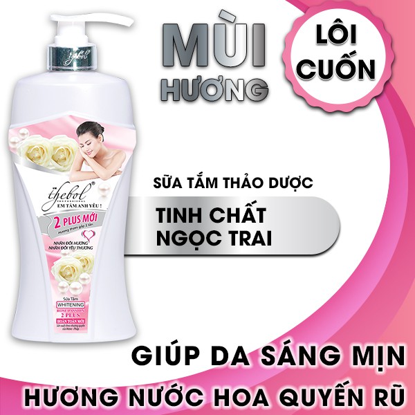 Sữa tắm trắng da dưỡng ẩm ngọc trai Thebol 900g + Sữa tắm hạt massage sen tuyết trắng  226g