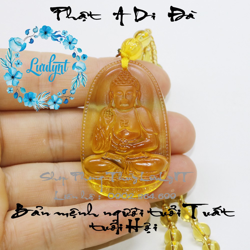 Dây chuyền Phật A Di Đà màu vàng cao cấp - Phật bản mệnh người tuổi Tuất, Hợi - mặt phật - tượng phật