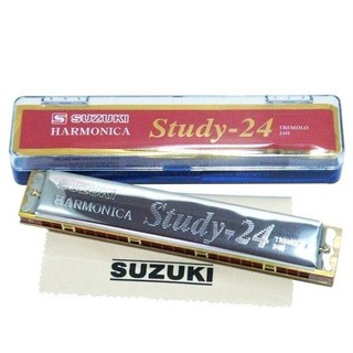 Kèn Harmonica 24 lỗ Suzuki Tremolo Study 24 (Bạc)