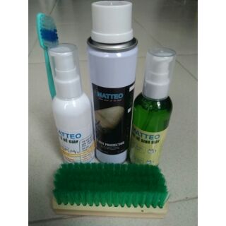 Combo vệ sinh + tẩy ố đế + nano chống nước + bàn chải mềm chuyên dụng MATTEO