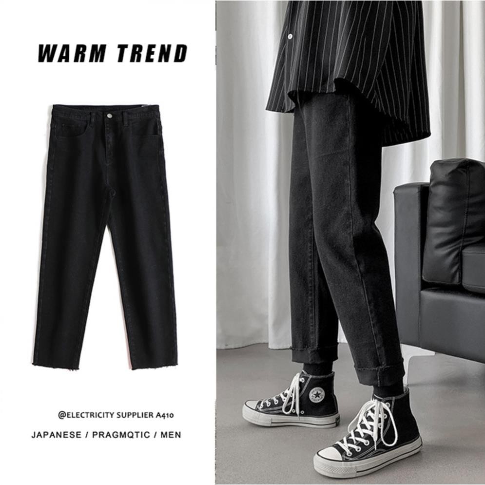 [Tiền Nào Của Đấy]Quần Jean Baggy Nam Ống Rộng Màu Đen Hàn Quốc Hot Trend 2021-B01