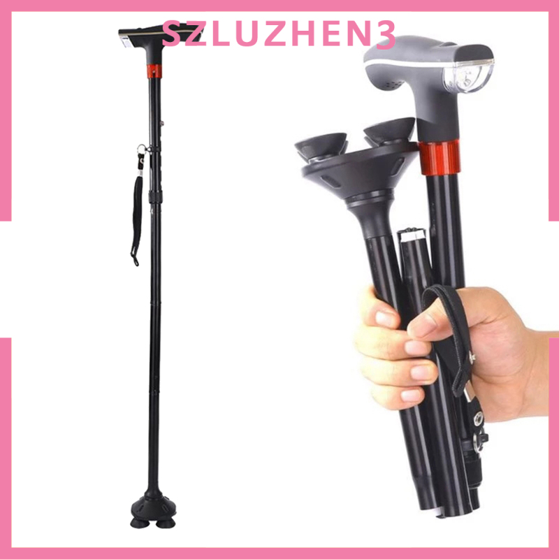 [SmartHome ] Folding Adjustable Walking Stick LED Walking Collapsible Cane