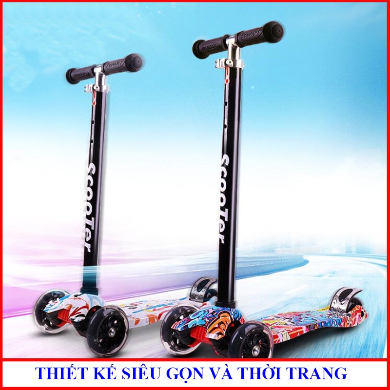 Xe trượt scooter trẻ em cao cấp 3 bánh phát sáng thế hệ mới màu sắc độc đáo cho bé thoả sức vui chơi vận động