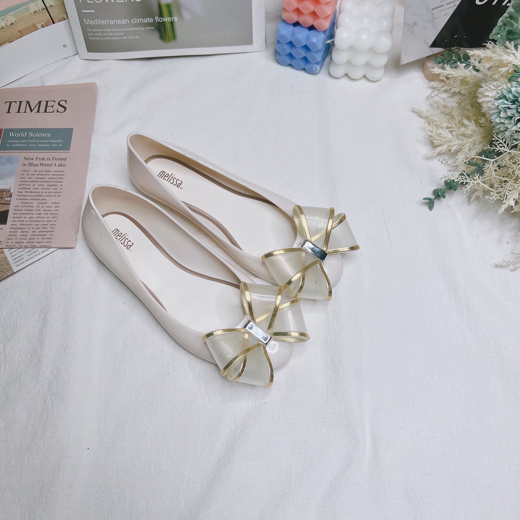 Giày Búp Bê Nhựa Đính Nơ Xinh Xắn Hợp Thời Trang Đi Biển Cho Bạn Gái