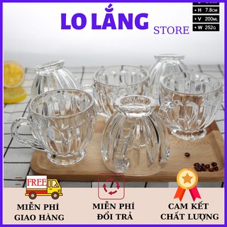 Bộ 6 ly thủy tinh bầu lùn uống trà cafe nước hoa quả - bộ 6 ly thủy tinh uống nước cao cấp