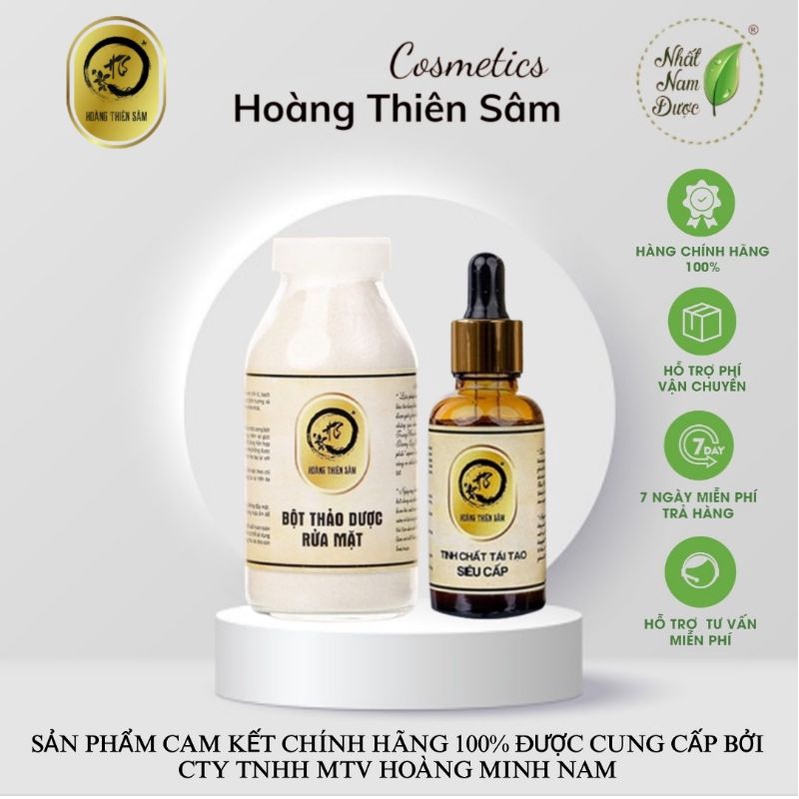 Serum Giảm Mụn Thâm Rỗ - Combo Hoàng Thiên Sâm Tái Tạo Da [Loại Mạnh] - Dành Cho Da Chai Lì Khó Hấp Thu