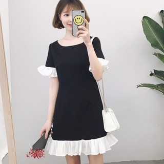 Đầm tay ngắn phối voan