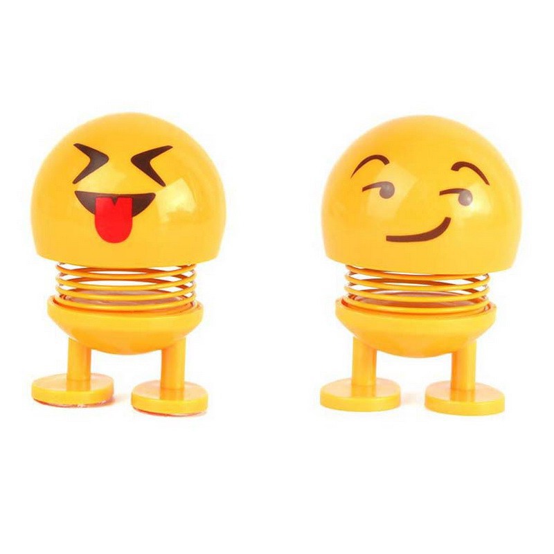 Thú nhún Emoji lò xo lắc đầu | Móc khóa con CiU có đội nón bảo hiểm QLM-668