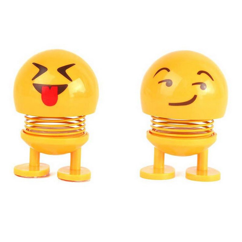  Thú nhún Emoji lò xo lắc đầu | Móc khóa con CiU có đội nón bảo hiểm  Eviễn