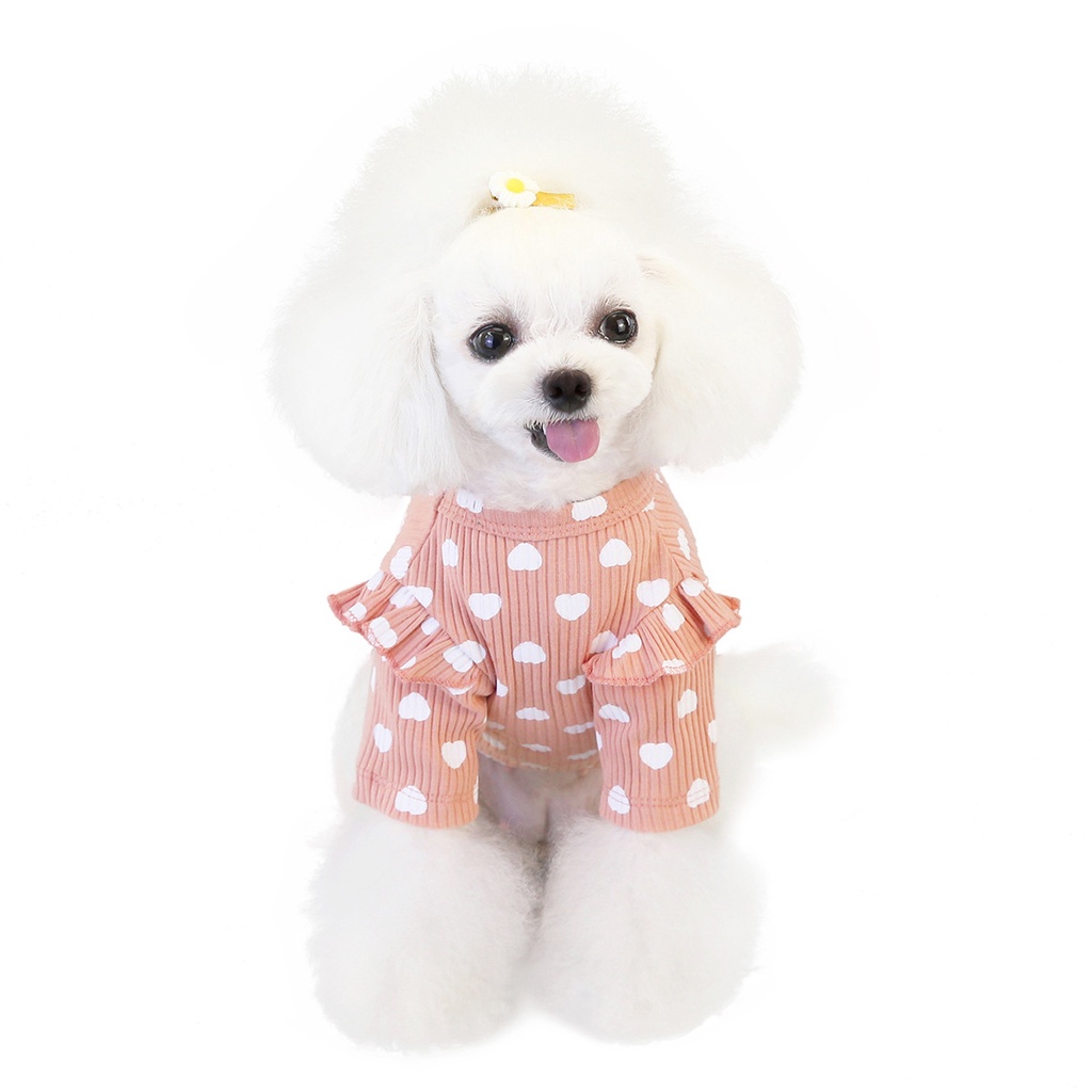 Áo kiểu HIPIDOG in họa tiết chấm bi trái tim dễ thương xinh xắn dành cho thú cưng