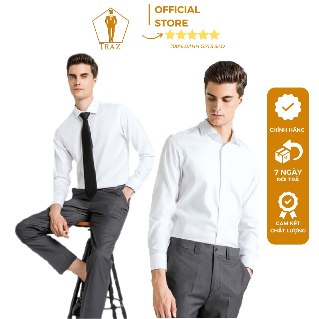 Aó Sơ Mi Trắng Nam TRAZ Tay Dài Slim Fit Dáng Ôm Hàn Quốc.