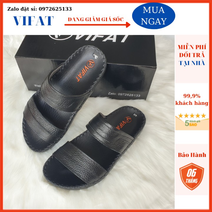 DÉP DA NAM VIFAT-DÉP DA CAO CẤP 2 QUAI NGANG MÀU ĐEN VA NÂU AT13