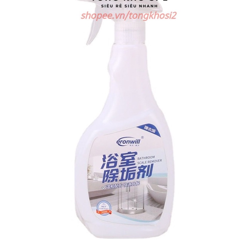 (Bán Buôn Sỉ) Tẩy cặn canxi nhà tắm, tẩy sạch vòi inox, vách kính, bồn sứ, gạch men, gương soi chai 500ml T2