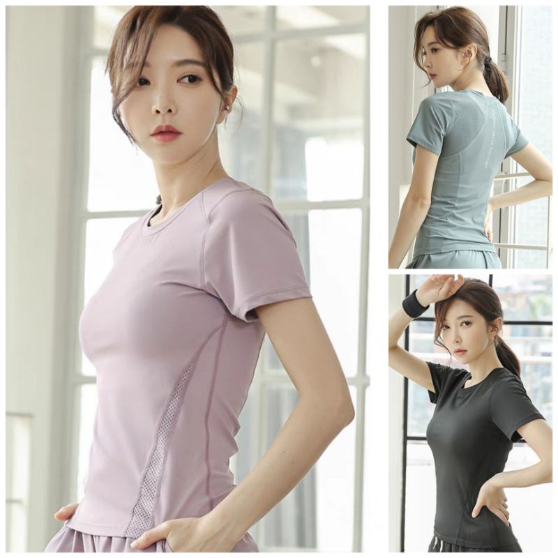 Áo thể thao nữ, thun lạnh, phối lưới, siêu mát mịn, thoáng khí. Áo tập gym nữ, chạy bộ, du lịch
