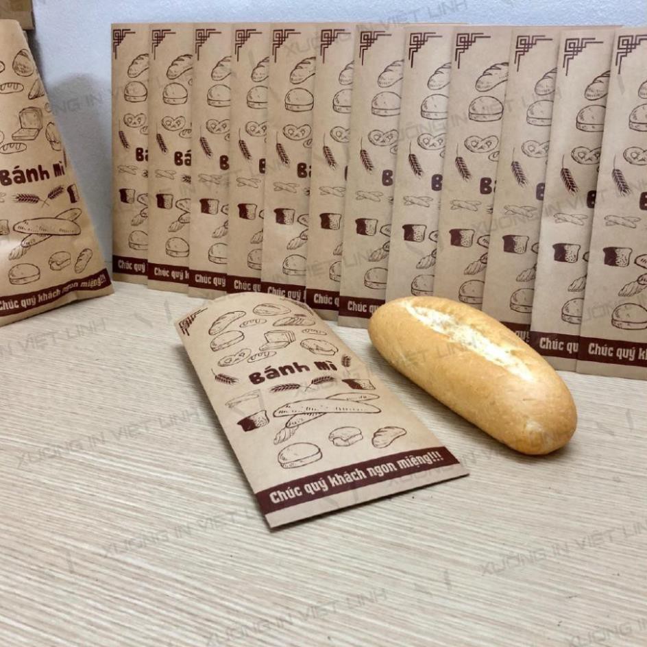 Combo 800 Túi Bánh Mì In Hình 13x26cm Giấy Kraff Siêu Đẹp + Tiêu Chuẩn An Toàn Thực Phẩm