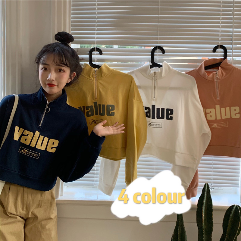 Áo Sweater Mỏng Chui Đầu Dáng Rộng Phối Khóa Kéo Thời Trang Mùa Thu Cho Nữ