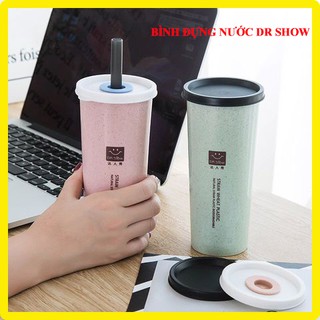 [HÀNG CHUẨN] Bình Đựng Nước Có Ống Hút Lúa Mạch Dr Show 450ml Dễ Thương YOGY BN01