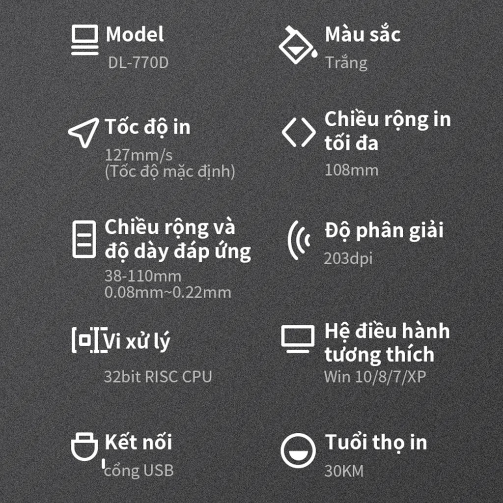 Máy In Nhiệt Deli In Đơn Hàng, Hóa Đơn, Tem Mã Vạch, Phiếu Gửi, Logo Tự Dán - Kết Nối USB, Tốc Độ In 1 Đơn/s