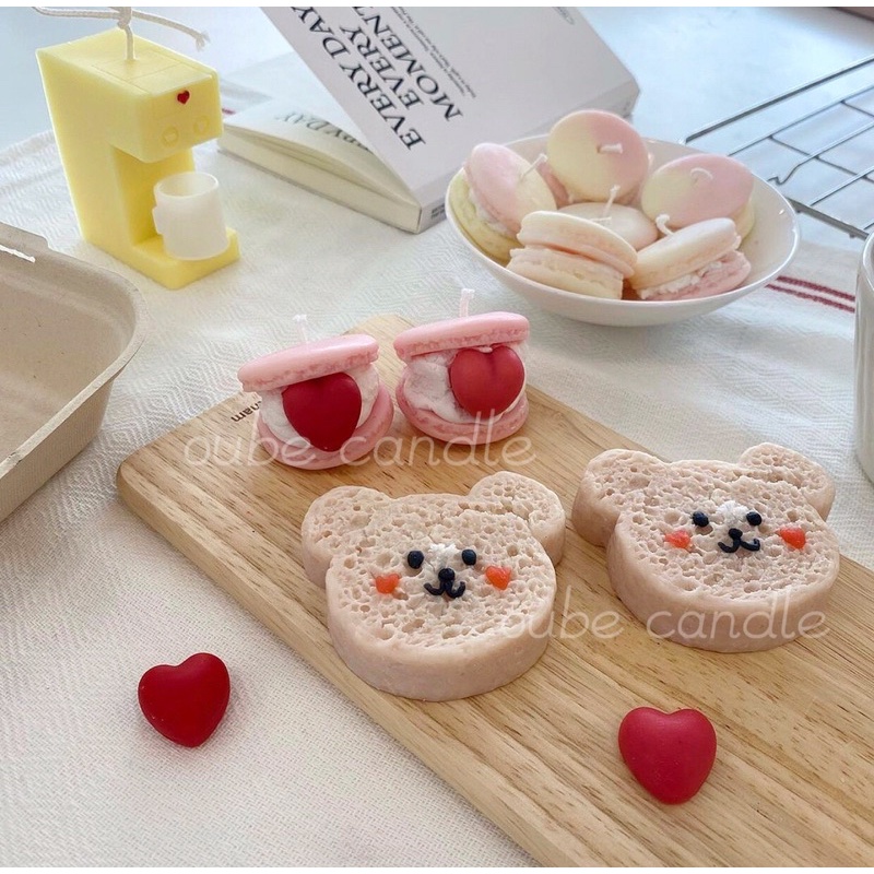 Set Quà Tặng Hộp Bento Nến Thơm Bánh Gấu và Macaron Love &amp; Bear Siêu Xinh Siêu Yêu Tặng Sinh Nhật | Oube Candle NT38