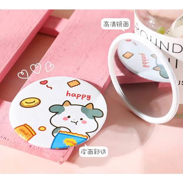 Gương tròn mini 1 mặt bỏ túi hình bò sữa siêu đáng yêu BAG U G04