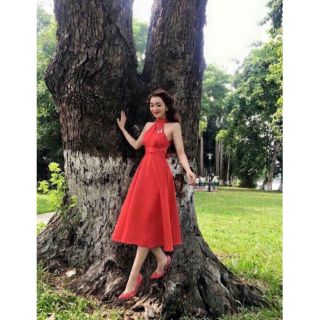 Đầm xòe cổ yếm cực sang