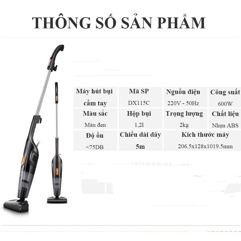 [Tặng kèm 3 đầu hút] Máy hút bụi cầm tay Deerma DX115C_máy hút bụi gia đình_máy hút bụi gia dụng 3in1 hút bụi đệm,sàn