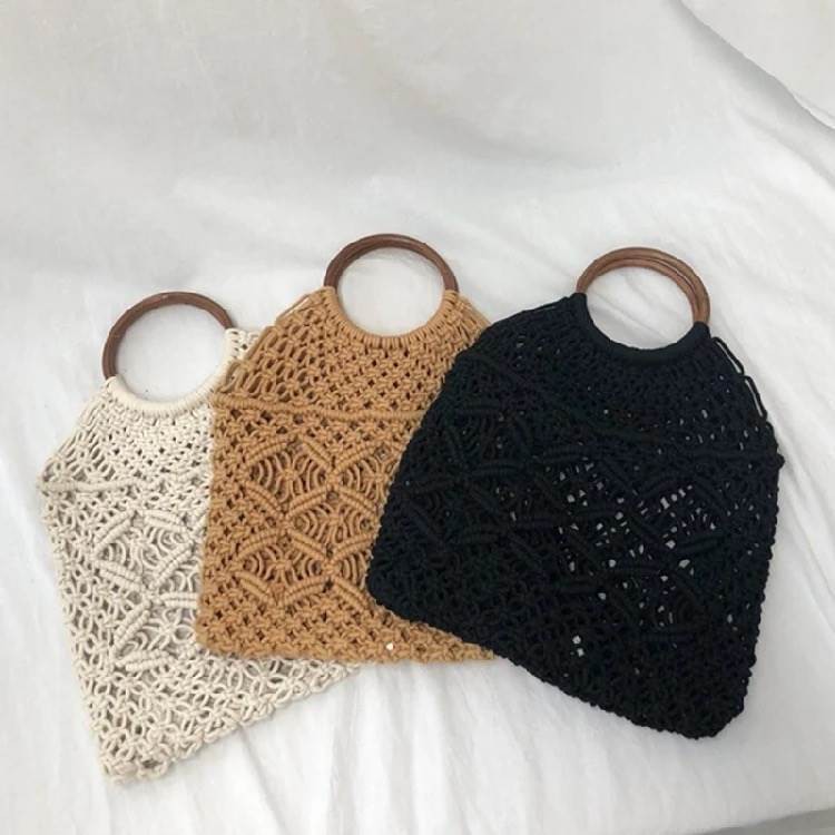 Túi xách dệt rơm rỗng đi biển thời trang mùa hè dành cho nữ