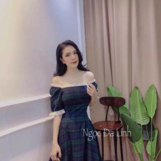 Váy Kẻ Xanh Viền