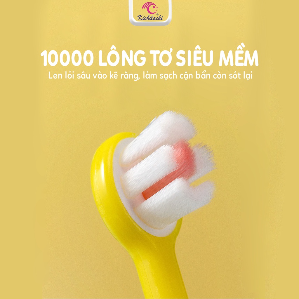 Bàn Chải Đánh Răng Kichi Cho Bé Hình Con Vịt Lông Tơ Mềm Mại