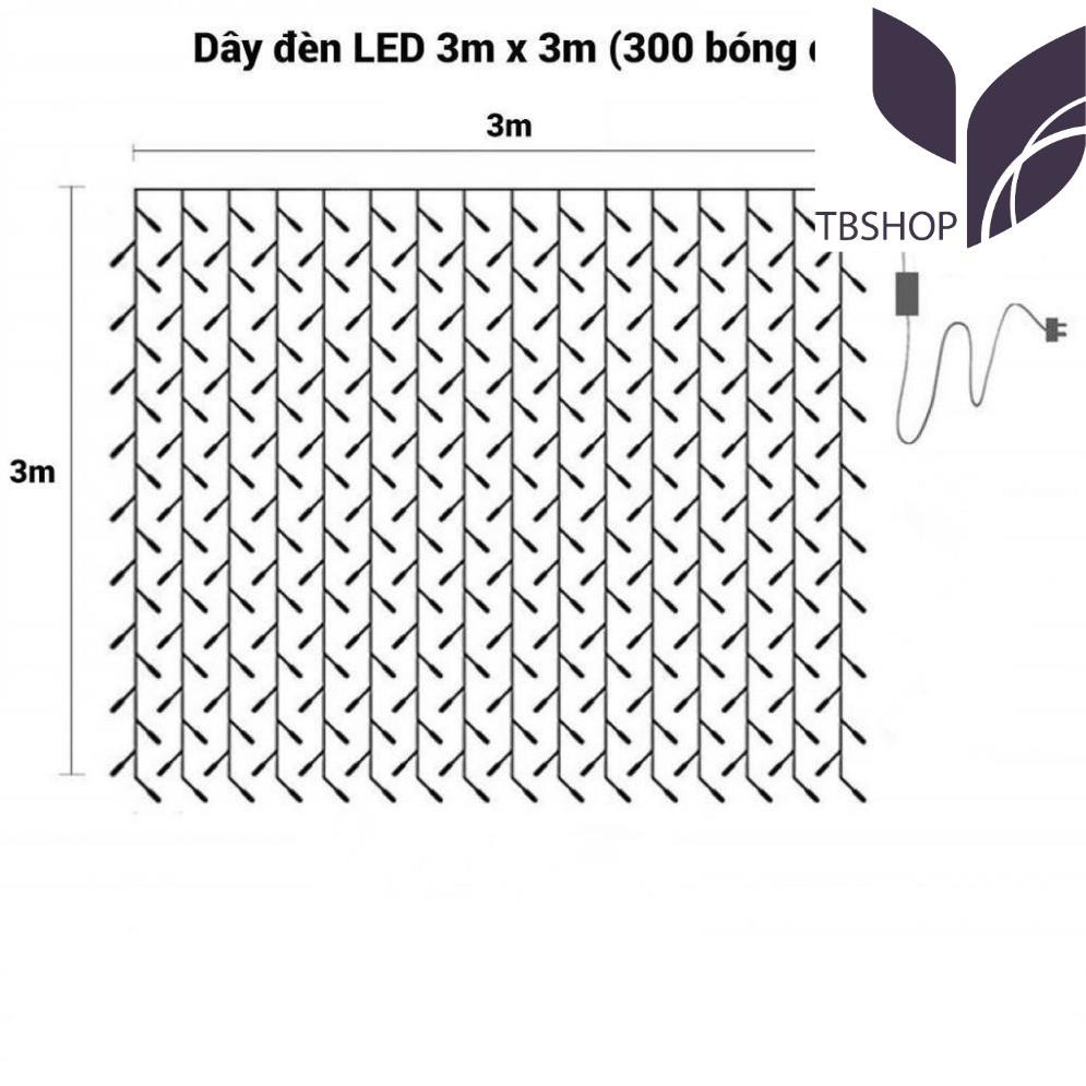 Đèn trang trí rèm 3x3m 16 dây thả, đèn led rèm mưa màu vàng ấm trang trí background, quà tặng ngày 8/3,...