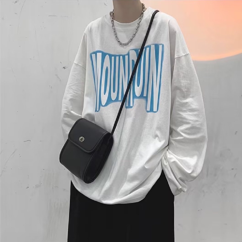 Áo Thun Tay Dài Dáng Rộng In Chữ Phong Cách Hàn Quốc Thời Trang Cho Nam Và Nữ Size M-5XL