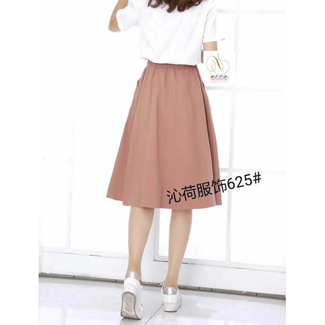 #625 Chân váy xoè thô chữ A dáng midi qua gối hàng Quảng Châu l1