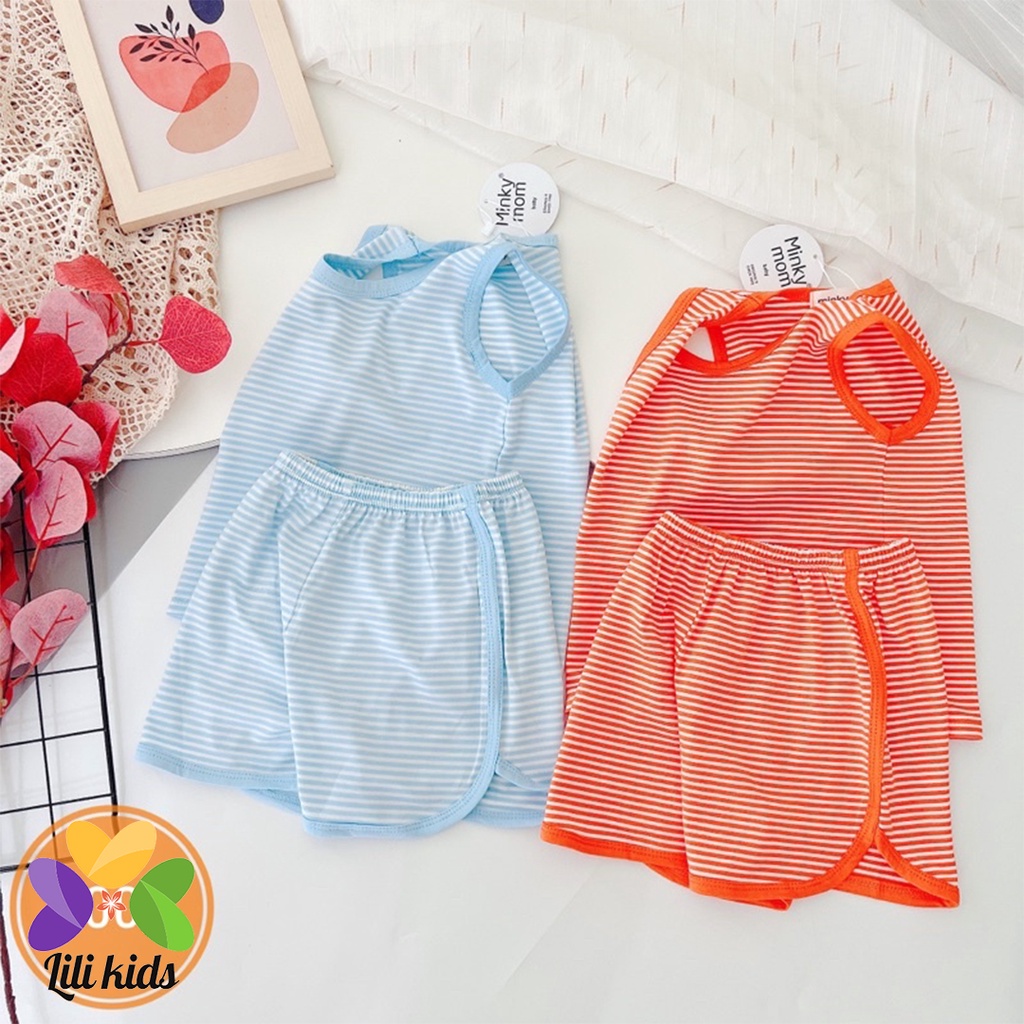 Bộ ba lỗ bé trai bé gái LILI.KIDS vải thun lạnh kẻ nhiều màu bộ quần áo cho bé 3 lỗ mặc hè thoáng mát BBL05