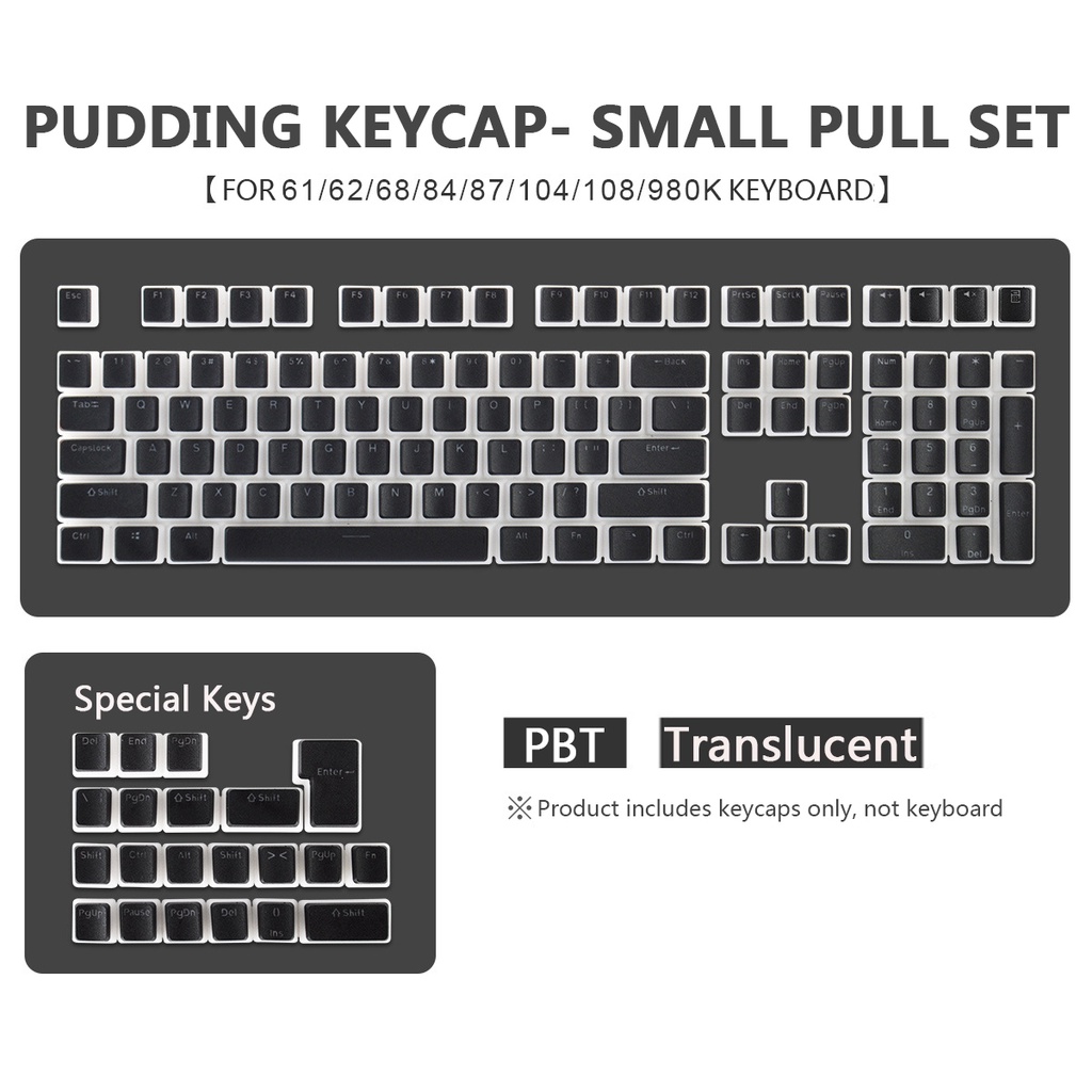 Nắp Đậy Bàn Phím OEM 129 Phím Bằng Nhựa PBT Trong Suốt Hai Màu Cho Bàn Phím Cơ 61 / 62 / 68 / 84 / 87 / 104 / 108 / 980k