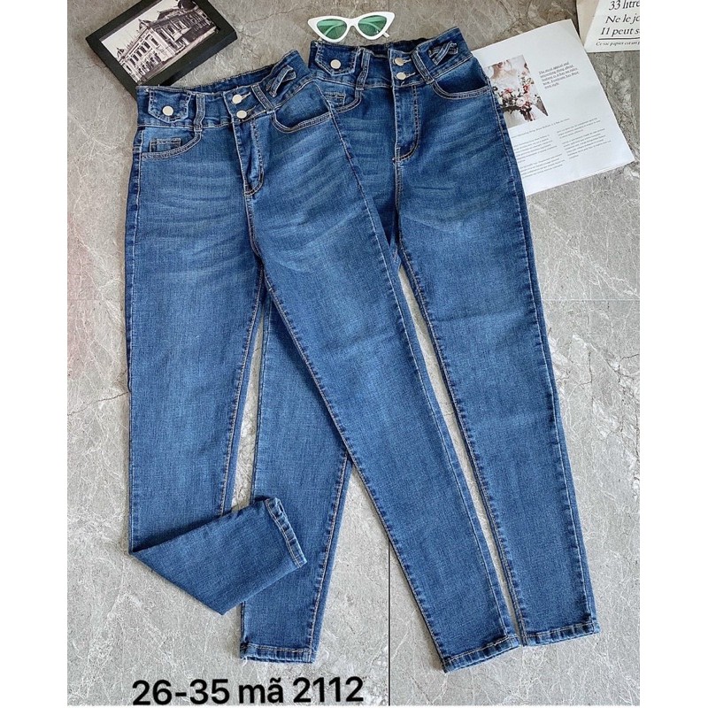 Quần jean nữ lưng cao co giãn kiểu quần bò túi nắp giả ôm body MS2112 bigsize 2KJean