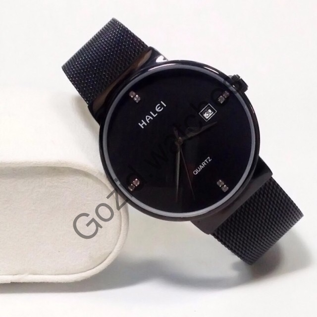 Đồng hồ cặp đôi dây thép lụa Halei Black -Gozid.watches