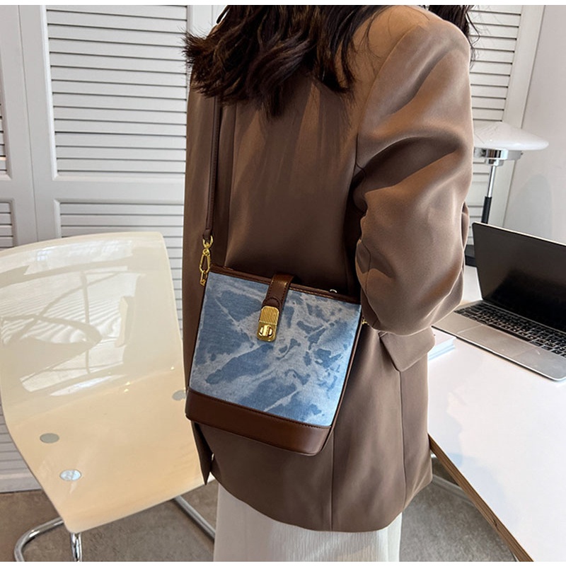 Túi Đeo Chéo Màu Sắc Tương Phản Thời Trang Cho Nữ