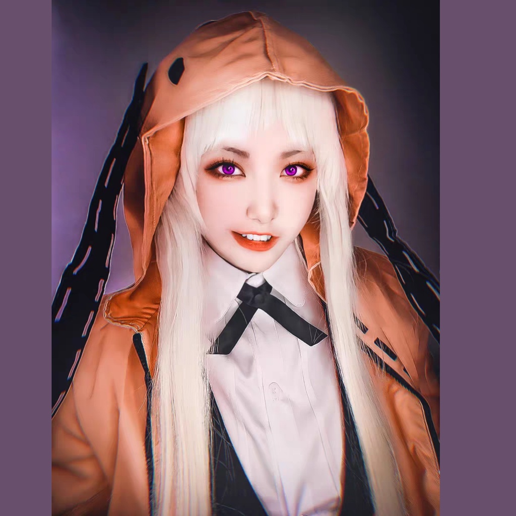 Wig/tóc giả vàng sữa cosplay Runa Yomozuki Kakegurui học viện đỏ đen cờ bạc