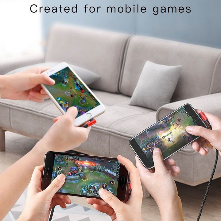 Dây sạc 3 đầu Baseus cho gamer ip micro usb type c - Cáp 3 trong chân gập