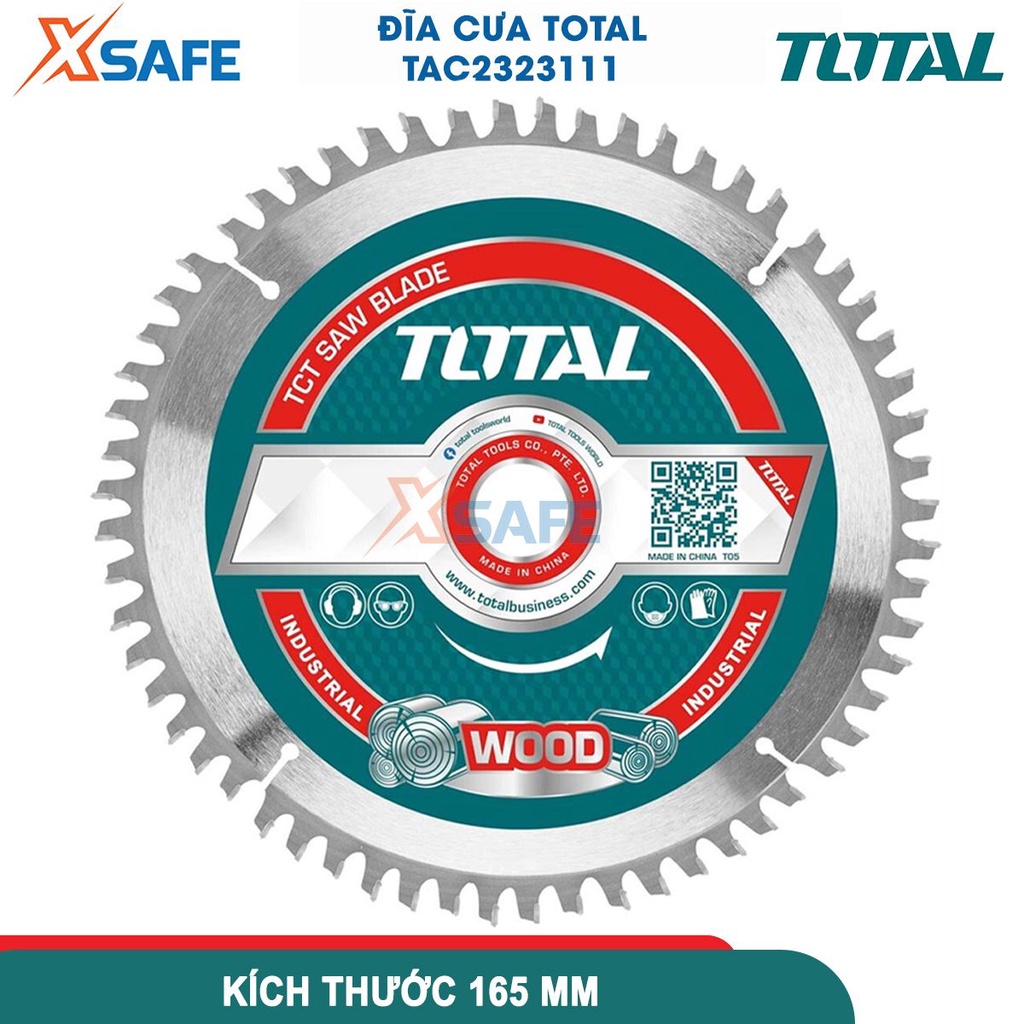 Lưỡi cưa gỗ TCT TOTAL TAC2323111 165mm 24 răng cốt 20mm, lưỡi cưa đĩa hợp kim TCT cao cấp , sắc bén và độ bền cao